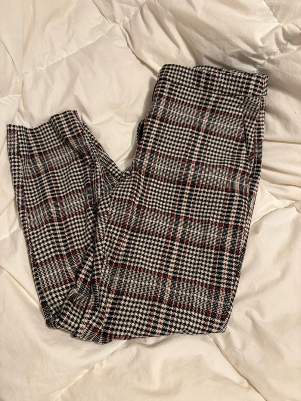 H&M Black, White and Red Glen Plaid Trousers